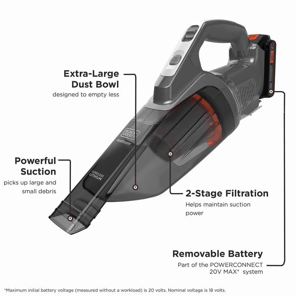 BLACK+DECKER dustbuster POWERCONNECT Cordless 20-Volt Max Handheld Vacuum 4 BLACK+DECKER dustbuster POWERCONNECT Cordless 20-Volt Max Handheld Vacuum - Image 2