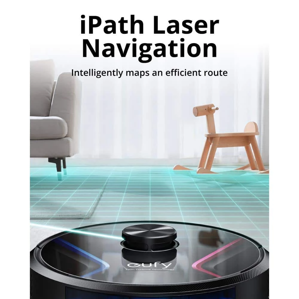 Eufy RoboVac X8 Robotic Vacuum Cleaner, Wi-Fi Connected, Laser Navigation, Bagless, HEPA Filter, Multi-Surface in Black 4 Eufy RoboVac X8 Robotic Vacuum Cleaner, Wi-Fi Connected, Laser Navigation, Bagless, HEPA Filter, Multi-Surface in Black - Image 2