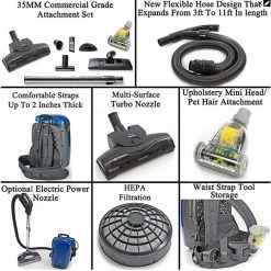 GV Blue 8 Qt. Light Powerful HEPA BackPack Vacuum Blower Loaded -Vacuum Cleaners Sales Store gv backpack vacuums 8qt blue 44 1000