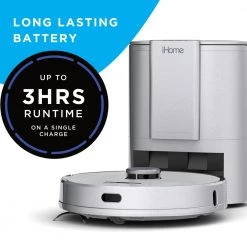 IHome Autovac Halo 2-in-1 Robotic Vacuum Cleaner and Mop with Auto Empty Base -Vacuum Cleaners Sales Store ihome robotic vacuums ihrv7 slv 4f 1000