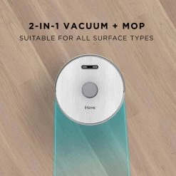 IHome Autovac Halo 2-in-1 Robotic Vacuum Cleaner and Mop with Auto Empty Base -Vacuum Cleaners Sales Store ihome robotic vacuums ihrv7 slv fa 1000