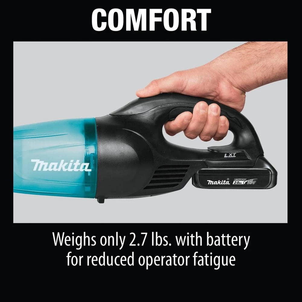 Makita 18V LXT Compact Cordless Vacuum Kit, 2.0Ah with Black Cyclonic Vacuum Attachment and Cloth Vacuum Filter (3-Pack) 10 Makita 18V LXT Compact Cordless Vacuum Kit, 2.0Ah with Black Cyclonic Vacuum Attachment and Cloth Vacuum Filter (3-Pack) - Image 8