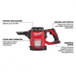 Milwaukee M18 18-Volt Lithium-Ion Cordless Compact Vacuum (Tool-Only) -Vacuum Cleaners Sales Store milwaukee handheld vacuums 0882 20 40 1000