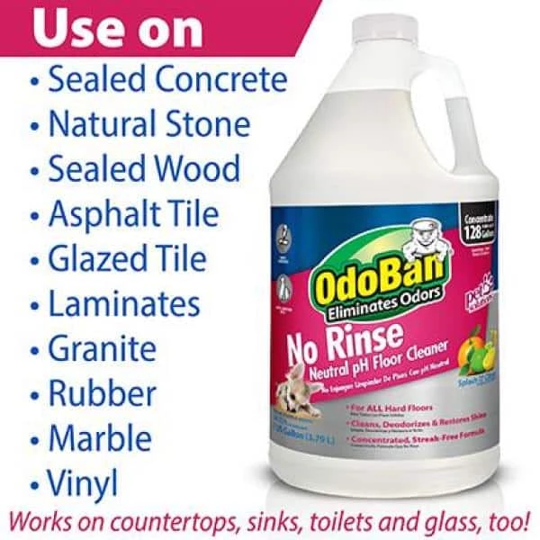OdoBan 1 Gal. No Rinse Neutral pH Floor Cleaner, Concentrated Hardwood and Laminate Floor Cleaner, Streak Free (4-Pack) 4 OdoBan 1 Gal. No Rinse Neutral pH Floor Cleaner, Concentrated Hardwood and Laminate Floor Cleaner, Streak Free (4-Pack) - Image 2