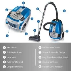 Prolux Tritan Canister Vacuum HEPA Sealed Hard Floor Vacuum with Powerful 12 Amp Motor -Vacuum Cleaners Sales Store prolux canister vacuums tritan blue c3 1000