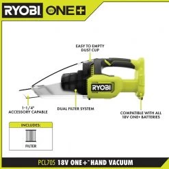 RYOBI ONE+ 18V Cordless Multi-Surface Handheld Vacuum Kit with 2.0 Ah Battery and Charger 18 RYOBI ONE+ 18V Cordless Multi-Surface Handheld Vacuum Kit with 2.0 Ah Battery and Charger -Vacuum Cleaners Sales Store ryobi handheld vacuums pcl705k 40 1000
