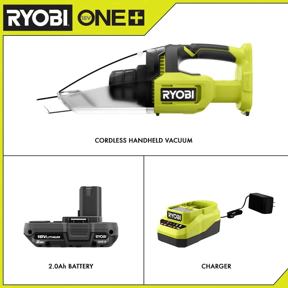 RYOBI ONE+ 18V Cordless Multi-Surface Handheld Vacuum Kit with 2.0 Ah Battery and Charger 4 RYOBI ONE+ 18V Cordless Multi-Surface Handheld Vacuum Kit with 2.0 Ah Battery and Charger - Image 2