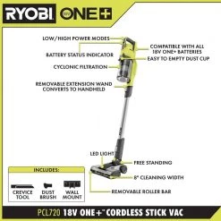 RYOBI ONE+ 18V Cordless Stick and Hand Vacuum Cleaner (2-Piece) with 4.0 Ah Battery and Charger -Vacuum Cleaners Sales Store ryobi stick vacuums pcl720khv1 40 1000