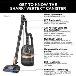 Shark Vertex DuoClean PowerFins Corded Bagless Canister Vacuum Cleaner -Vacuum Cleaners Sales Store shark canister vacuums cz2001 fa 1000