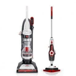 HOOVER WindTunnel Bagless Pet Upright Vacuum Cleaner with Automatic Cord Rewind and Steam Complete Pet Steam Mop